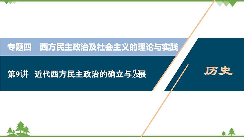 2022高考历史选考（浙江专用）一轮总复习课件：专题四+第9讲　近代西方民主政治的确立与发展第1页