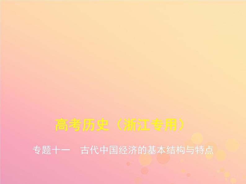 高考历史一轮总复习专题十一古代中国经济的基本结构与特点课件第1页