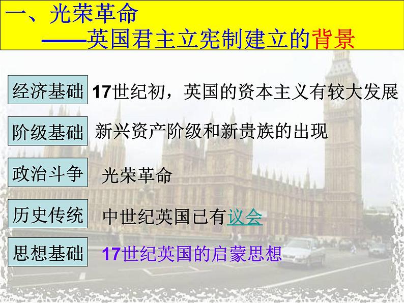 人教版高中历史必修一英国君主立宪制的建立免费课件第5页