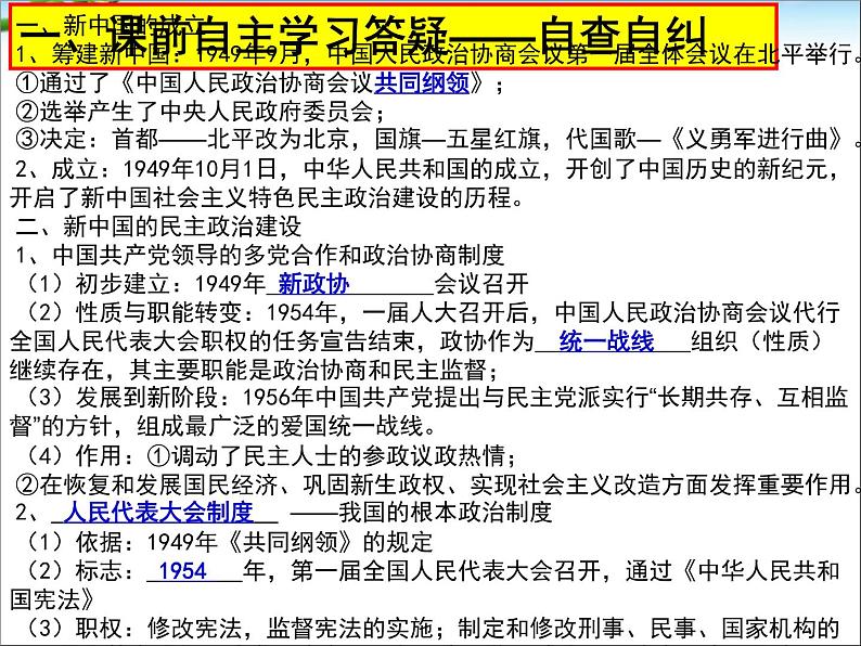 人教版高中历史必修一新中国的民主政治建设公开课课件第3页