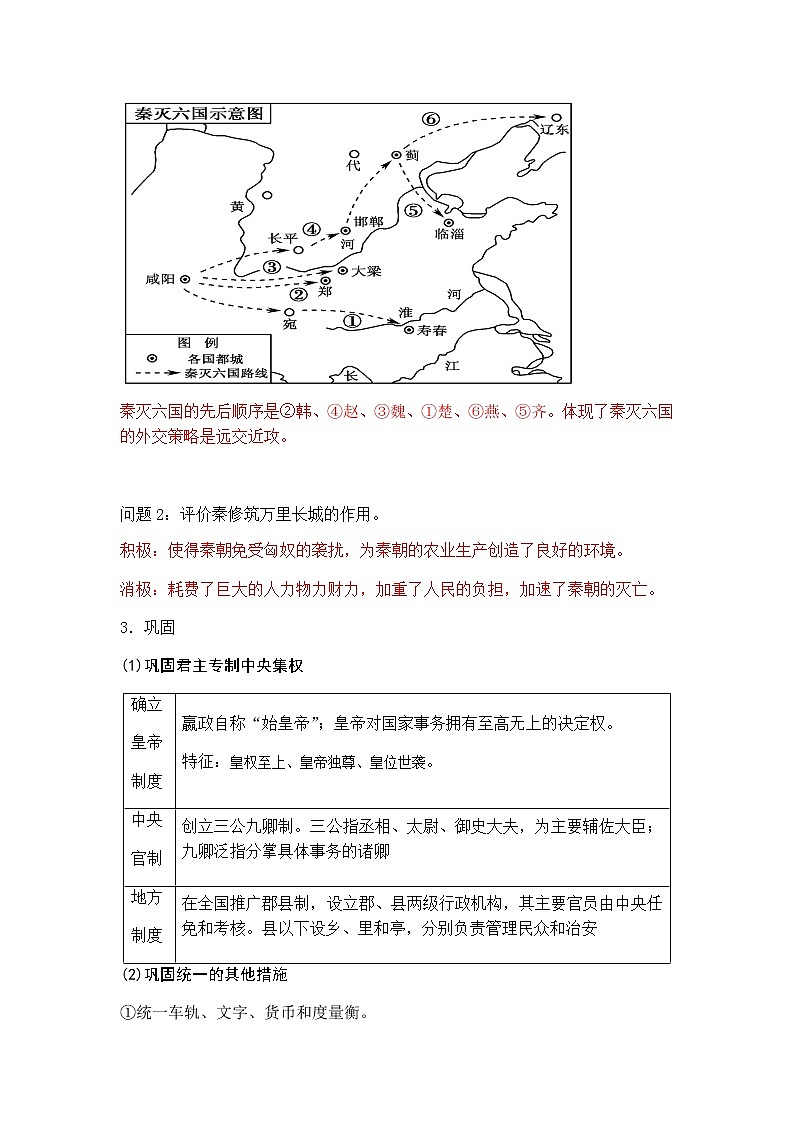 中外历史纲要（上）晨读要点  第3课   秦统一多民族封建国家的建立学案02