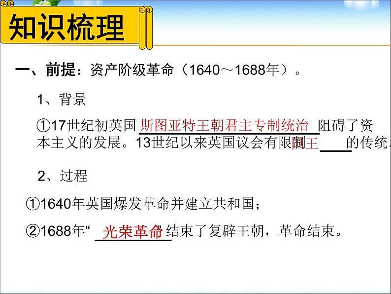 人教版高中历史必修一第七课《英国君主立宪制的建立》课件04