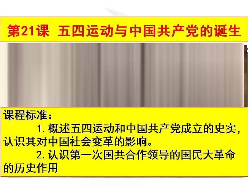 统编版历史中外历史纲要上课件：第21课《五四运动与中国共产党的诞生》01