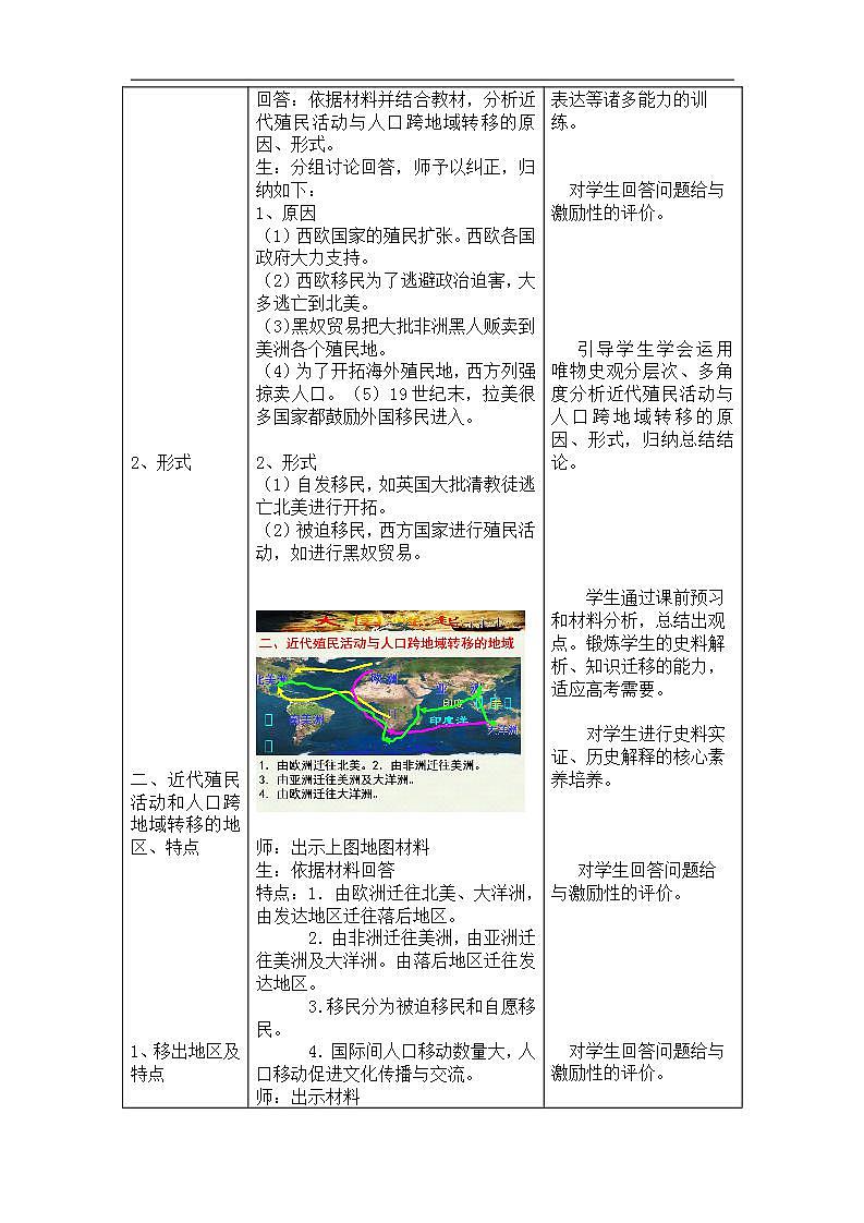 统编版历史选择性必修3第7课《近代殖民活动和人口的跨地域转移》教案设计第3页
