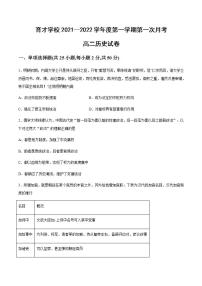 安徽省滁州市定远县育才学校2021-2022学年高二上学期第一次月考历史试题（Word版含答案）