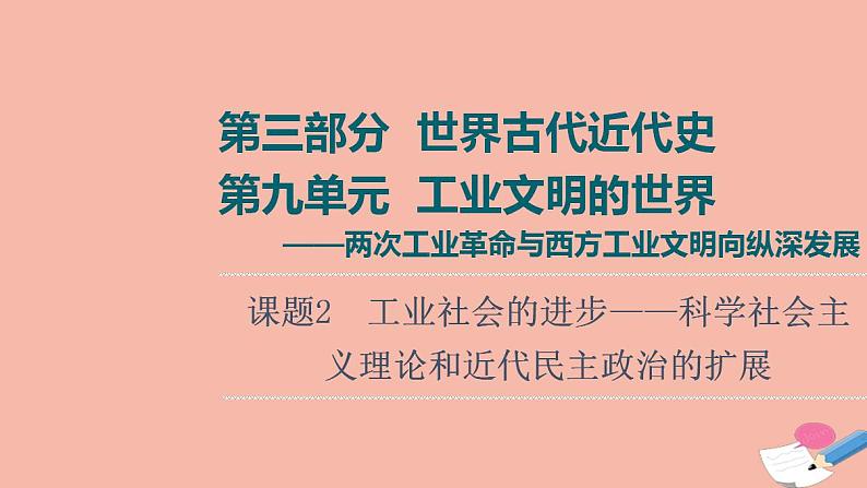 高考历史一轮复习第3部分第9单元课题2工业社会的进步_科学社会主义理论和近代民主政治的扩展课件第1页