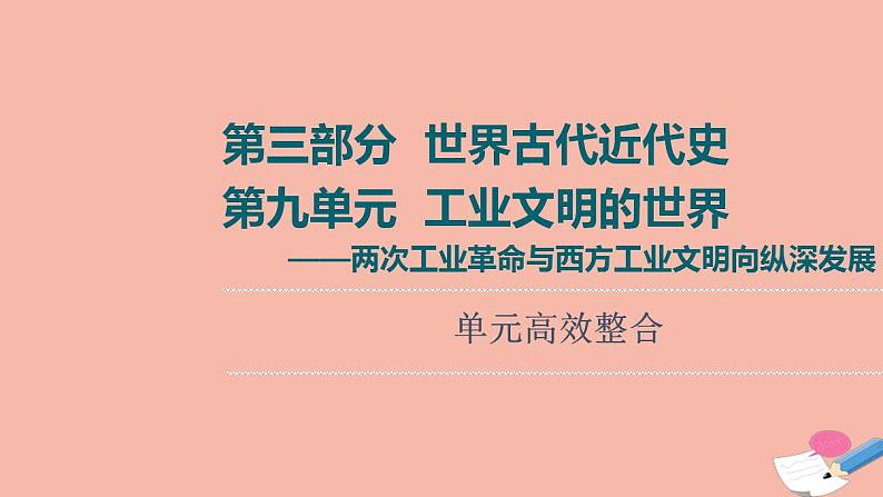 高考历史一轮复习第3部分第9单元工业文明的世界_两次工业革命与西方工业文明向纵深发展单元高效整合课件01