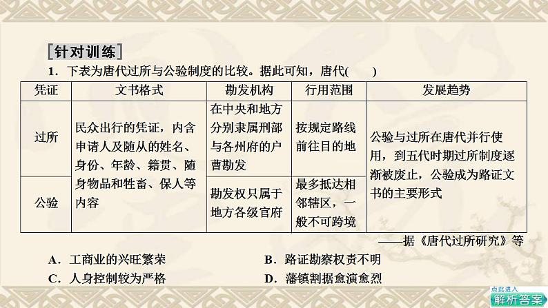 高考历史一轮第1部分第3单元中华文明的繁荣与成熟_隋唐宋元时期公元581_1368年单元高效整合课件07