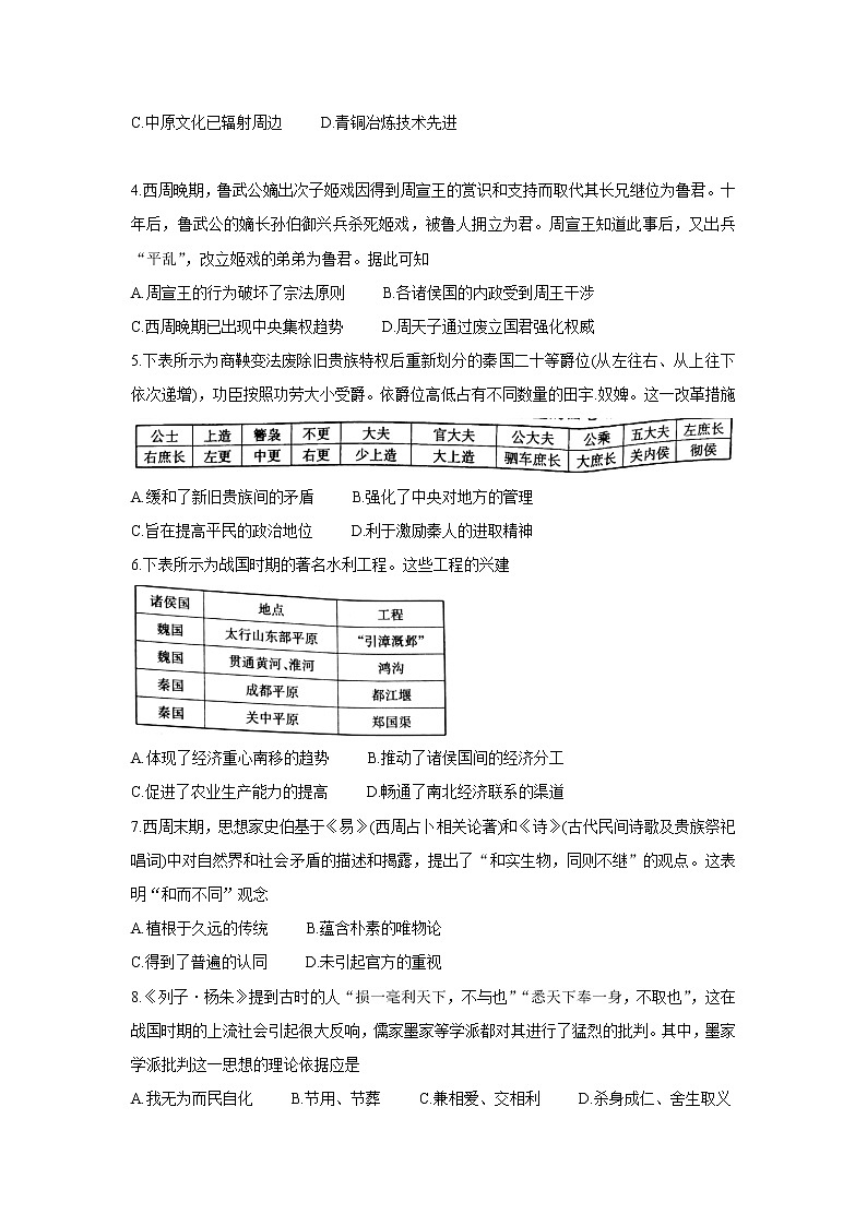 河南省安阳市 2021-2022学年高一上学期第一次联考（10月） 历史试卷第2页
