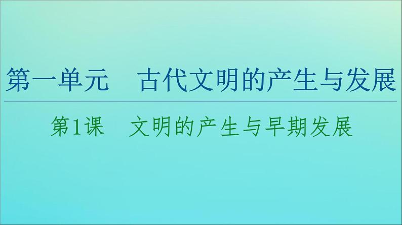 高中历史第1单元古代文明的产生与发展第1课文明的产生与早期发展课件新人教版必修中外历史纲要下第1页