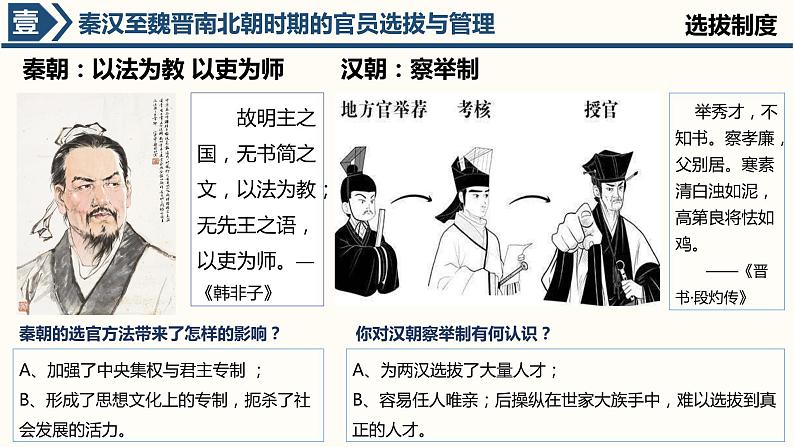 2021-2022学年统编版高中历史选择性必修一第5课 中国古代官员的选拔与管理 课件第6页