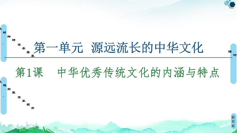 人教统编版高中历史选择性必修三第1单元 第1课　中华优秀传统文化的内涵与特点课件第1页