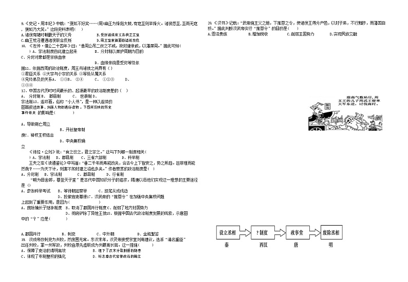 高一历史第一次月考 试卷第2页