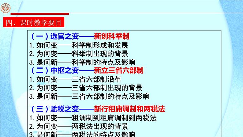 高中历史统编版2019必修中外历史纲要上册第7课隋唐制度的变化与创新（共21张ppt）07