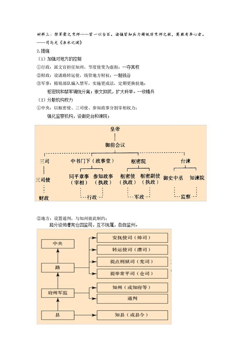 2021-2022学年统编版必修中外历史纲要上册第9课 两宋的政治和军事 教案02
