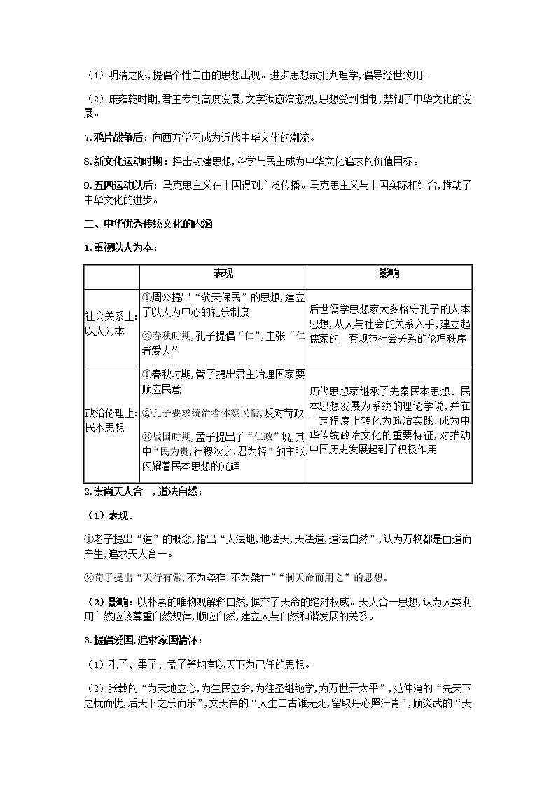 人教版选择性必修3 文化交流与传播  第1课 中华优秀传统文化的内涵与特点 （学案）第2页