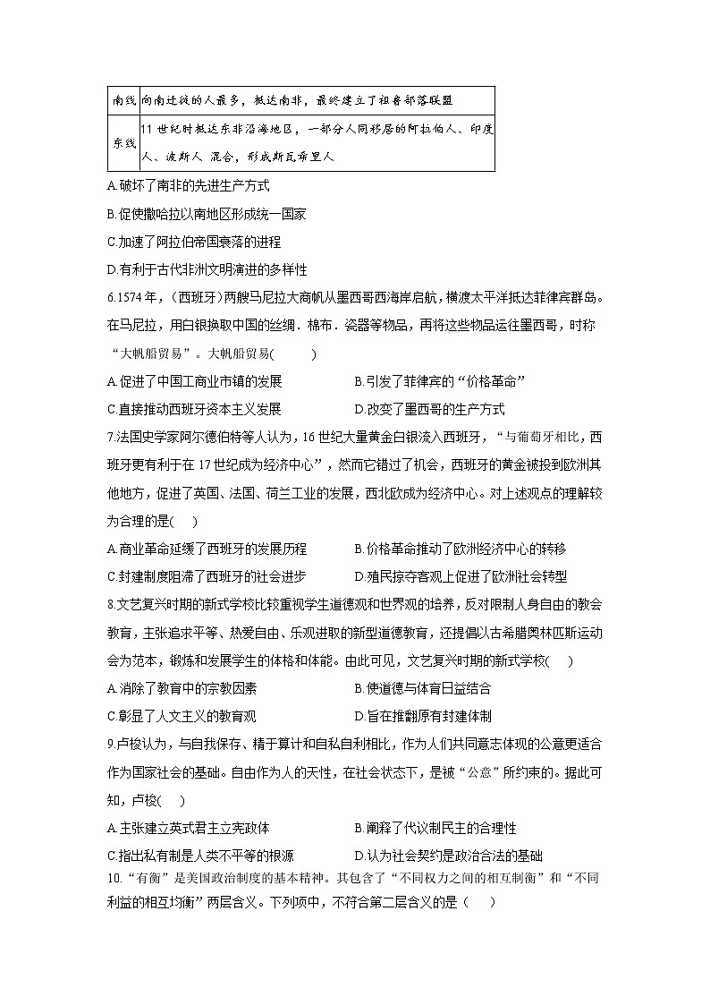 2020-2021学年湖南省湘潭13中高一下学期历史期末模拟测试卷   Word版含解析02