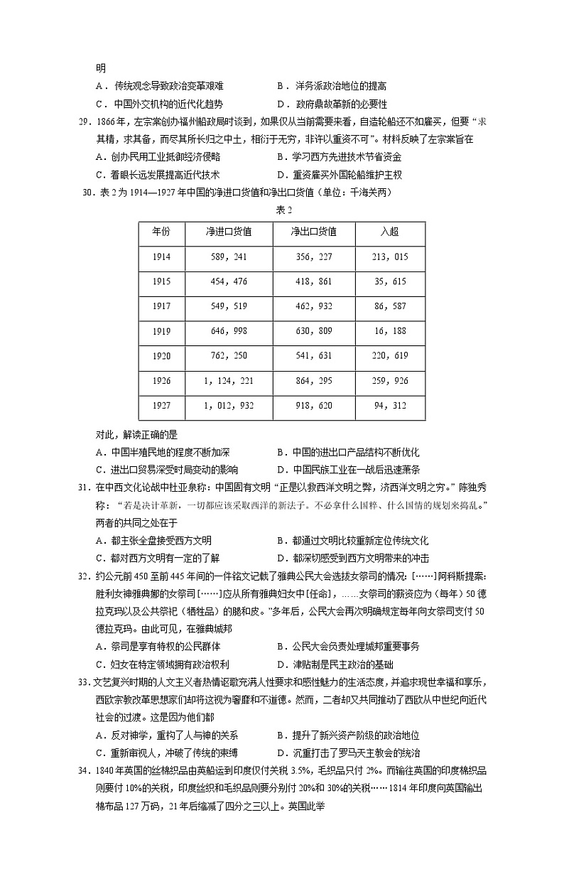 2022届宁夏银川一中高三上学期第二次月考文科历史试题含答案02