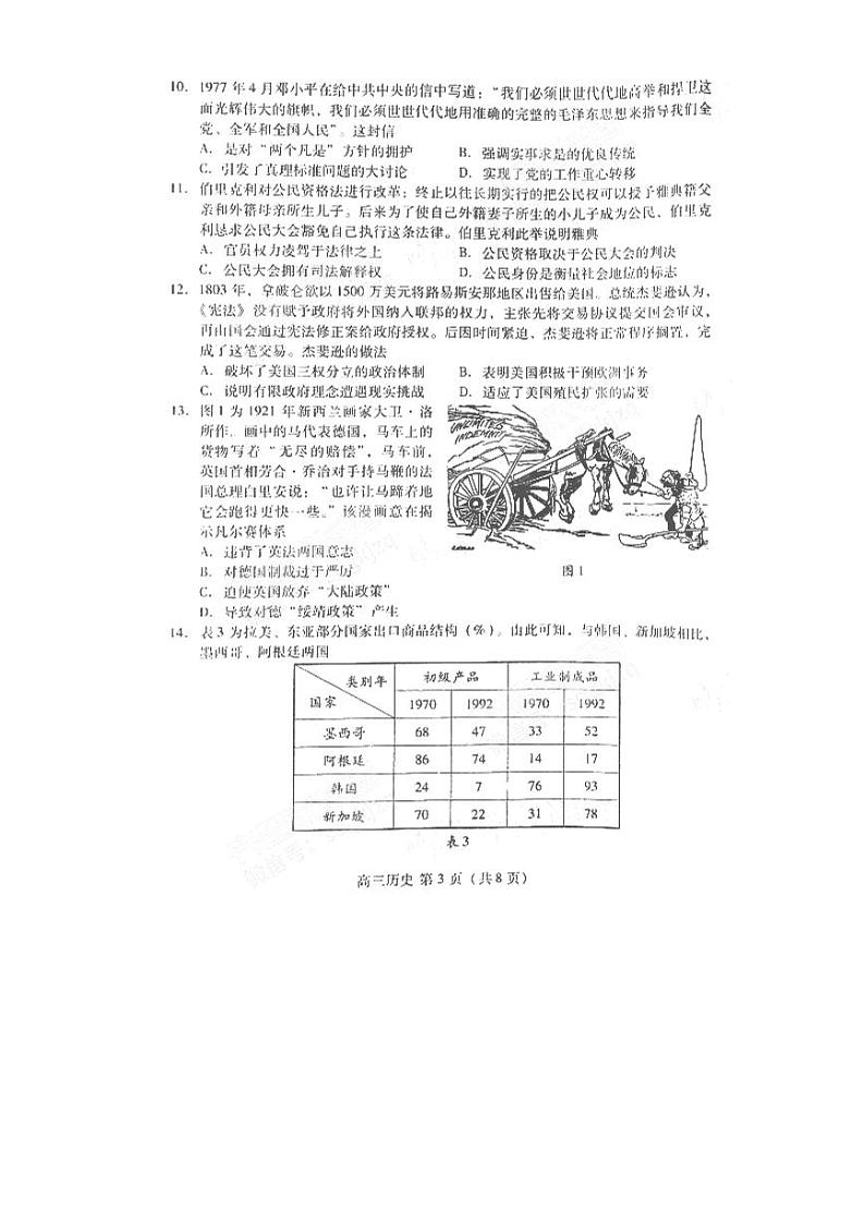 2021年潍坊市高三年级二模《历史》试卷及答案03