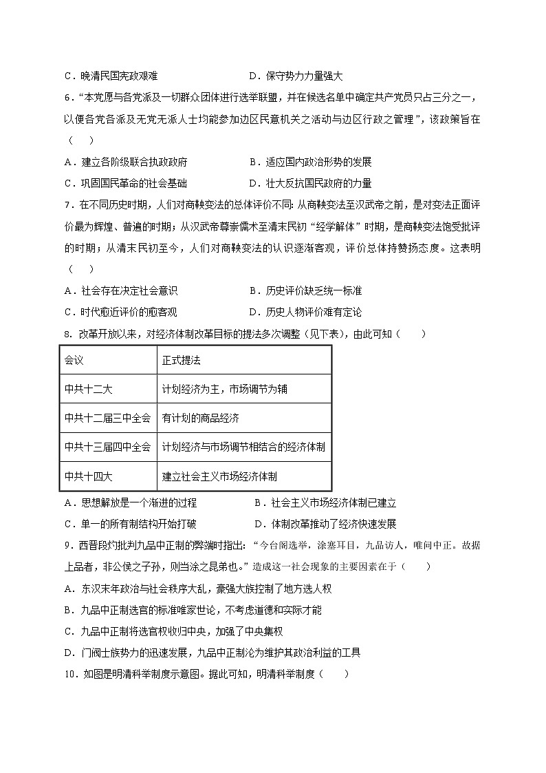 安徽省宿州市十三所重点中学2021-2022学年高二上学期期中考试历史试题第2页