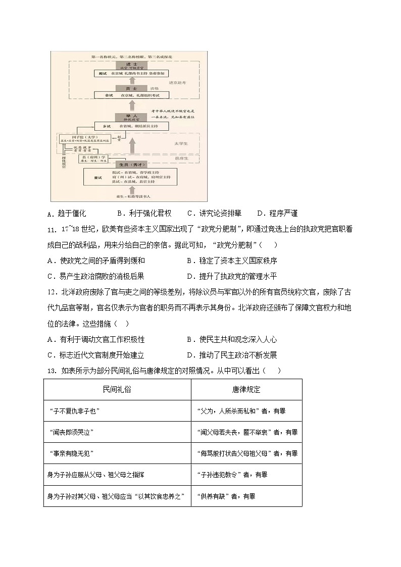 安徽省宿州市十三所重点中学2021-2022学年高二上学期期中考试历史试题第3页