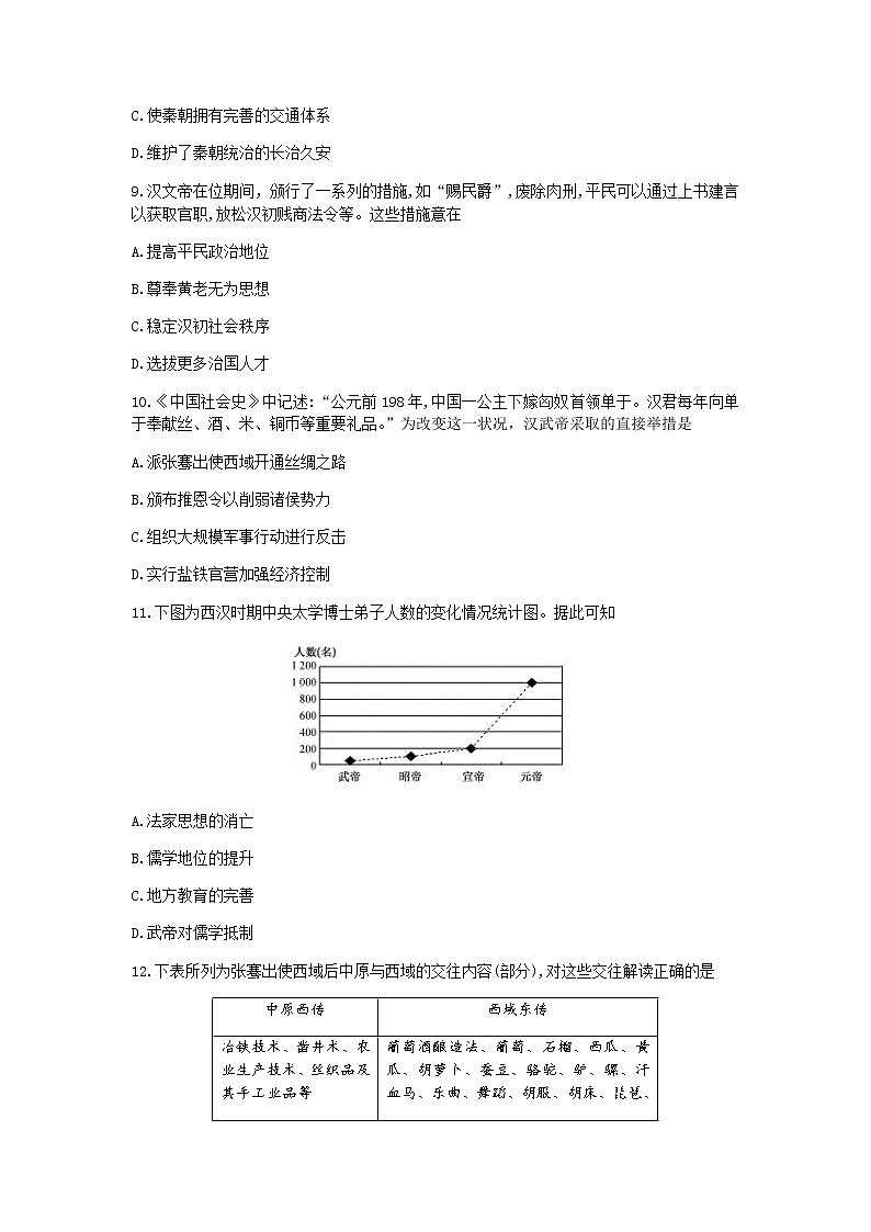 河南省洛阳市2021-2022学年高一上学期期中考试历史试题含答案03