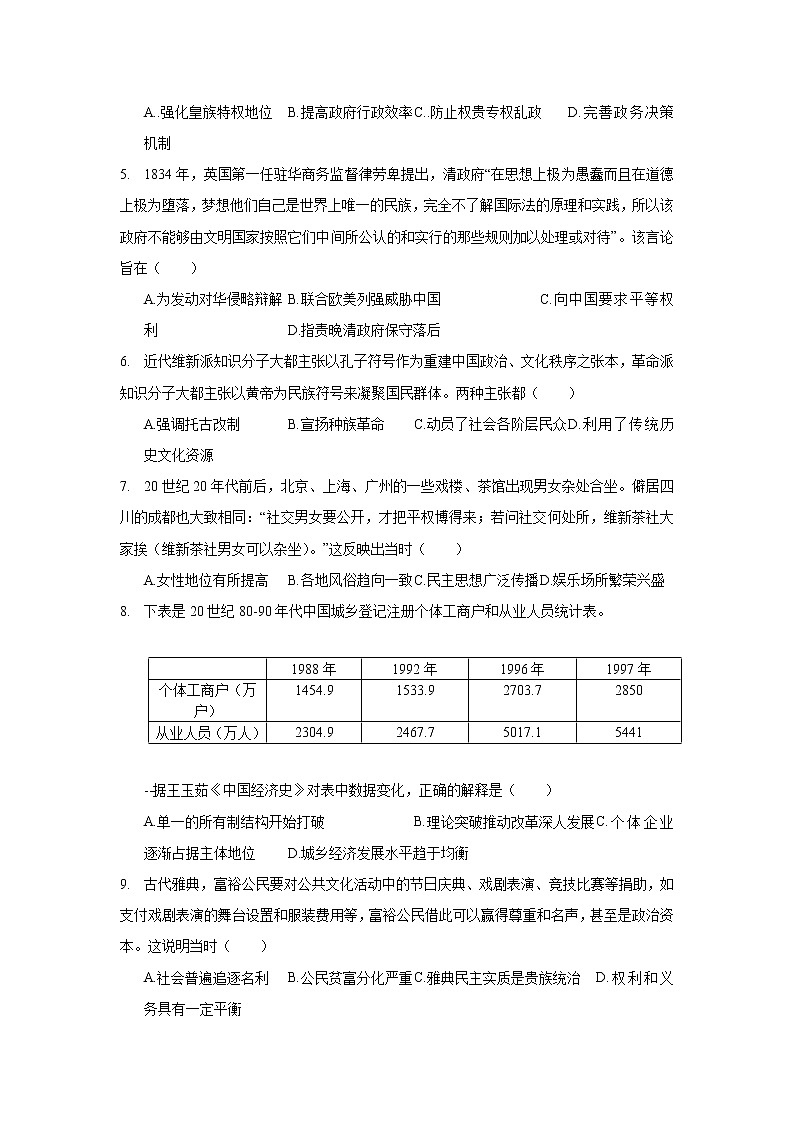 2019年山东省德州市高考历史一模试卷（含解析）02