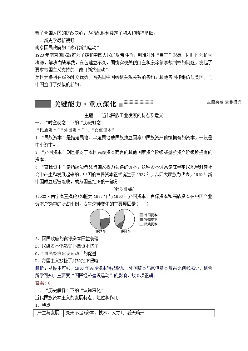 高考历史一轮复习专题七近现代中国的经济发展和社会生活的变迁第21讲中国民族资本主义的曲折发展学案含解析人民版第3页