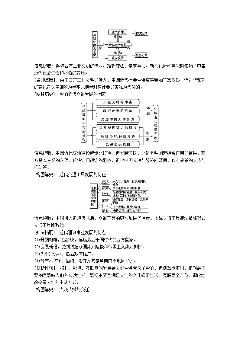 高考历史一轮复习专题七近现代中国的经济发展和社会生活的变迁第24讲中国近现代社会生活的变迁学案含解析人民版第3页