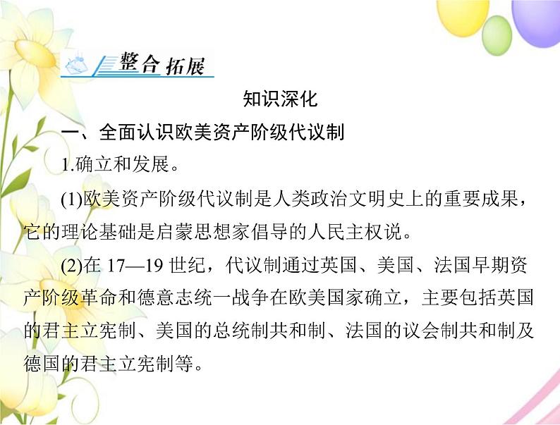 高考历史总复习必修Ⅰ政治文明历程第三单元近代西方资本主义政体的建立单元知识整合课件第2页