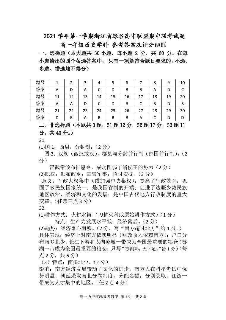 楂樹竴鍘嗗彶绛旀第1页