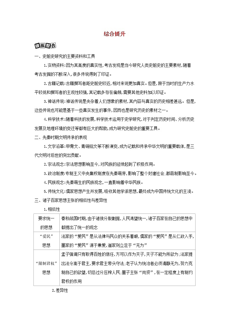 2022版新教材高考历史总复习第1讲综合提升教案中外历史纲要上第1页