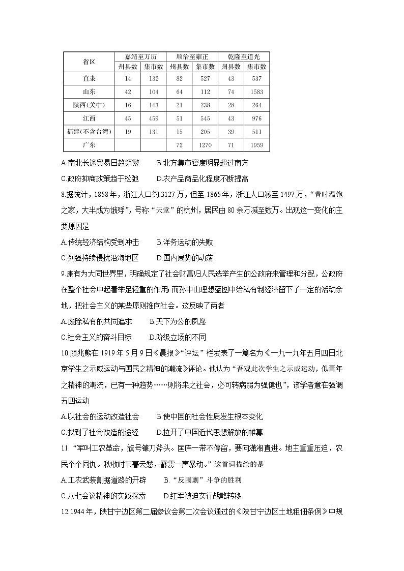 山东省济宁市兖州区2022届高三上学期期中考试历史含答案第2页