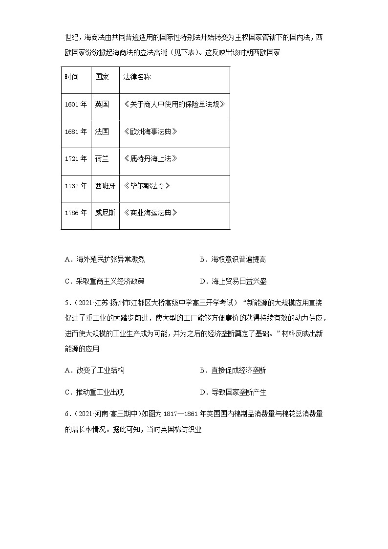 专题五   资本主义世界市场的形成和发展  跟踪检测--2022届历史高考二轮专题复习（word版含解析）第2页