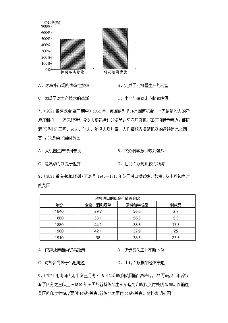 专题五   资本主义世界市场的形成和发展  跟踪检测--2022届历史高考二轮专题复习（word版含解析）第3页