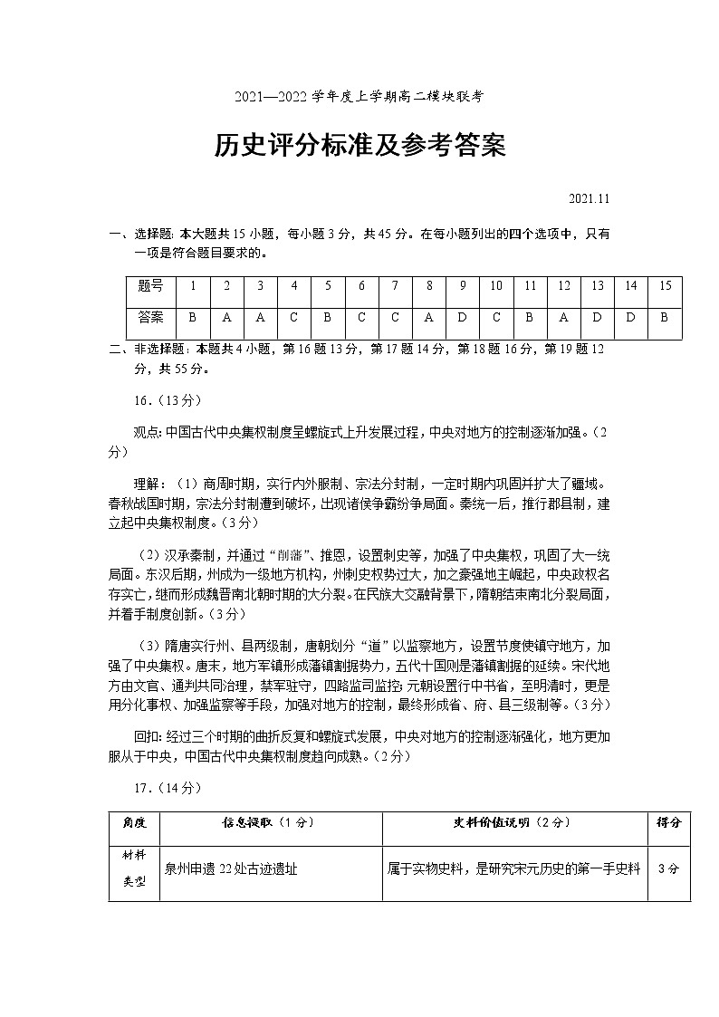 山东省日照市五莲县2021-2022学年高二上学期期中考试历史试题PDF版含答案01
