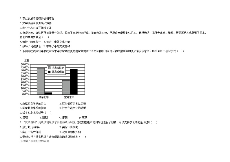 甘肃省兰州市教育局第四片区2021-2022学年高一上学期期中考试历史试题含答案02
