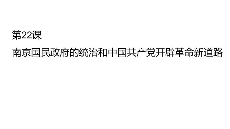 2021-2022中外历史纲要上第22课南京国民政府的统治和中国共产党开辟革命新道路课件PPT第1页