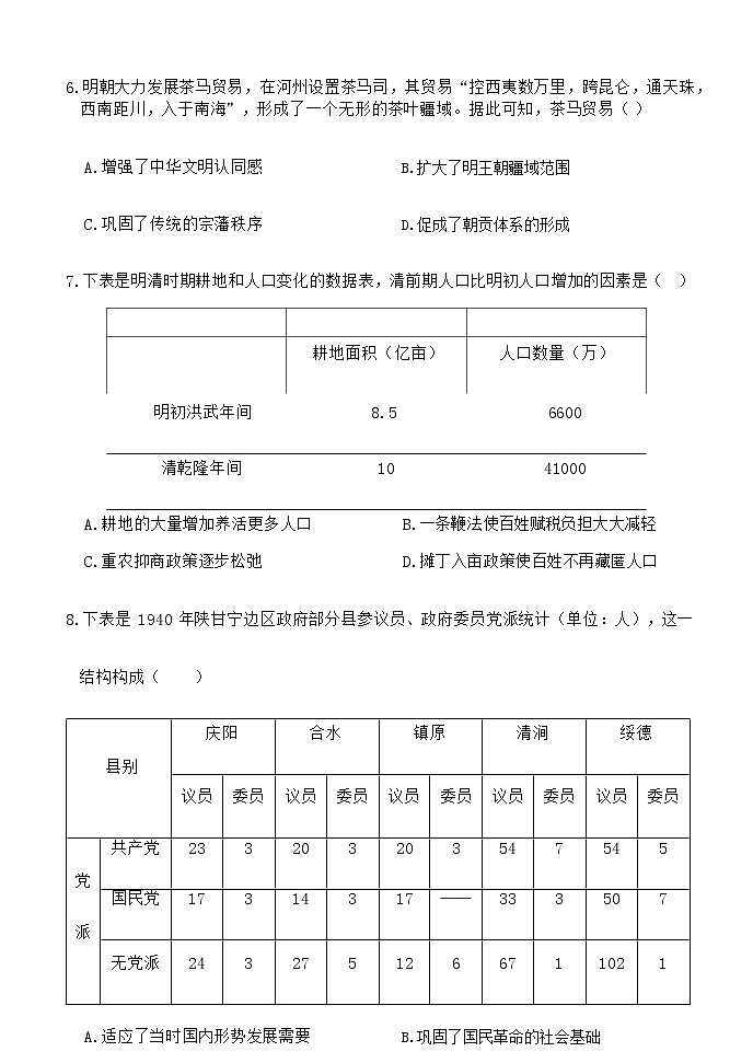 山东省2021-2022学年高二11月“山东学情”期中联考历史试题含答案03