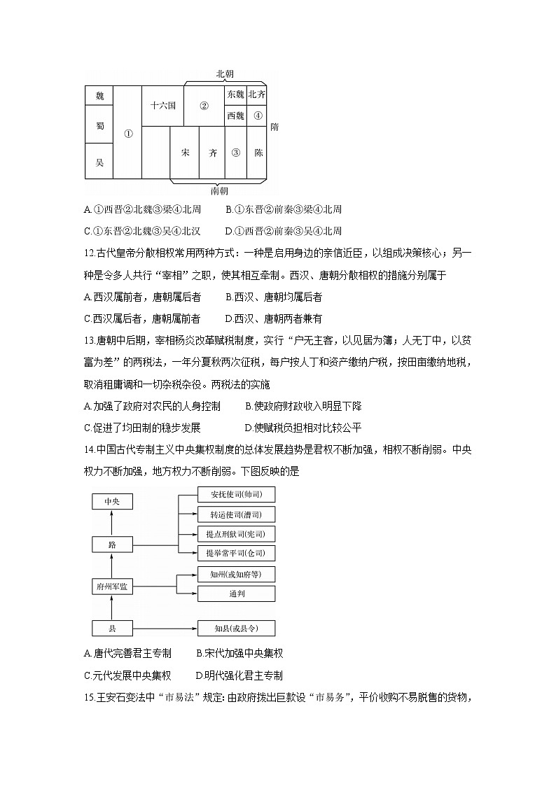 湖南省五市十校2021-2022学年高一上学期12月联考试题历史含答案第3页
