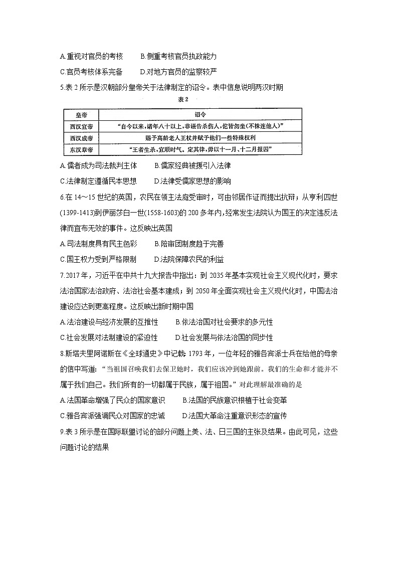 河北省部分名校2021-2022学年高二上学期期中考试历史含答案第2页