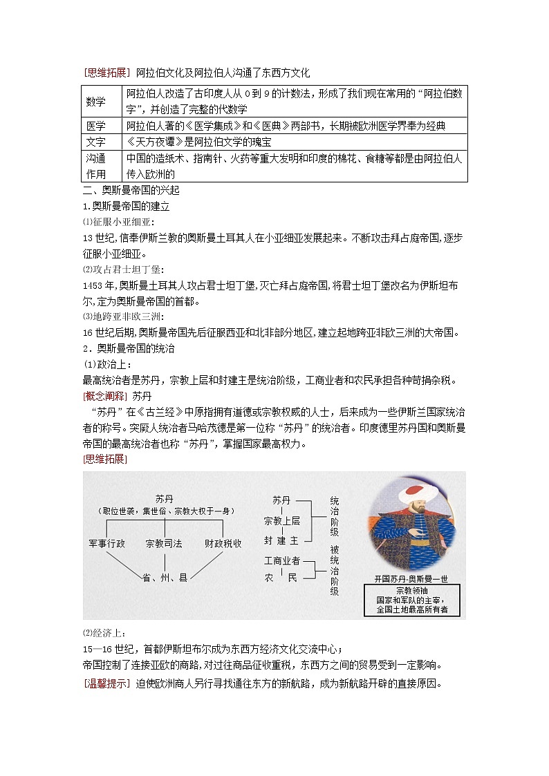 中外历史纲要（下）晨读要点 第4课 中古时期的亚洲学案第2页