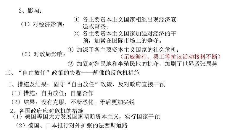 2021届艺术生历史快速复习冲刺 必修二单元六、世界资本主义经济政策的调整课件PPT第4页