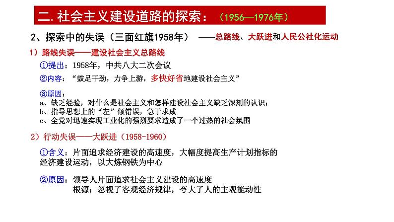 2021届艺术生历史快速复习冲刺  必修二单元四、中国特色社会主义建设的道路课件PPT第8页