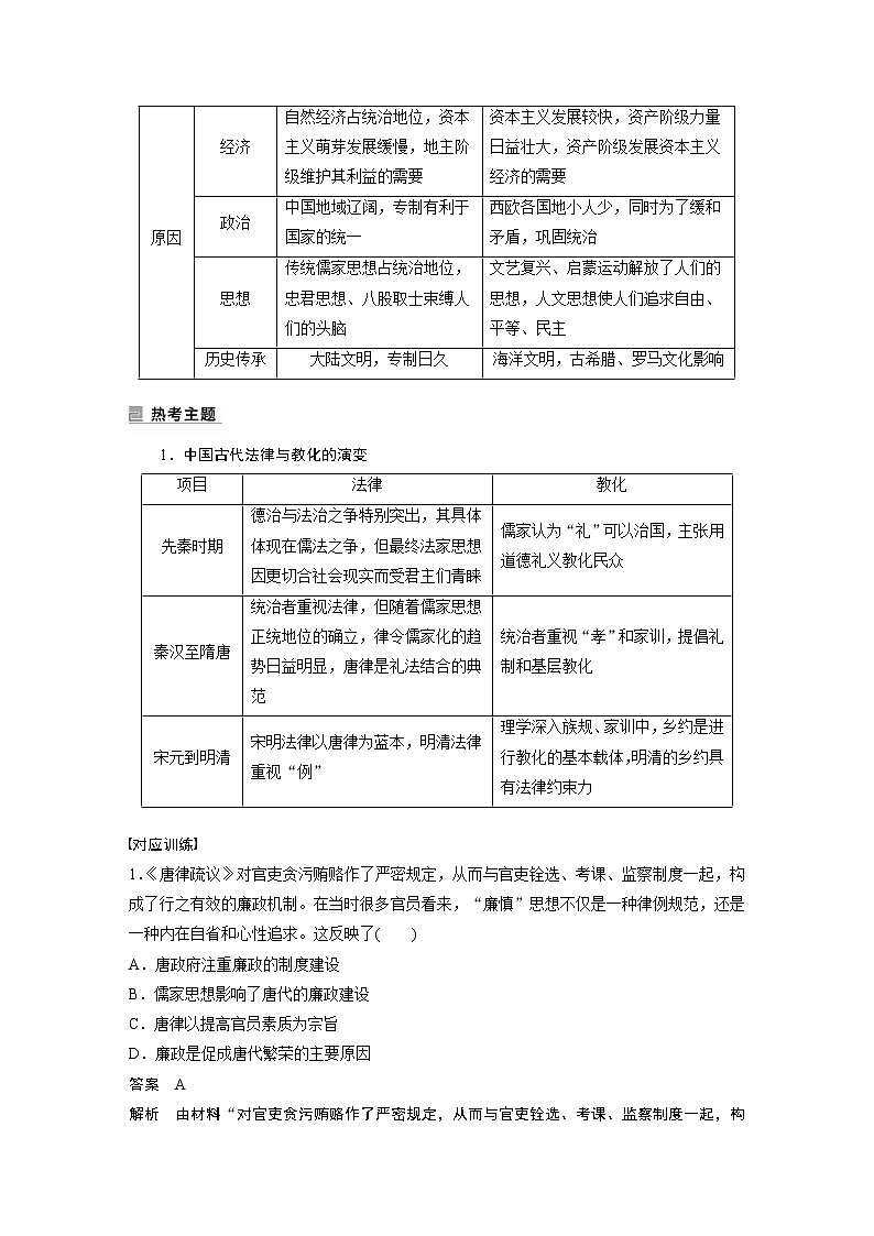 【最新】2022年高考历史二轮复习 第1部分 板块1 古代史板块综合学案02