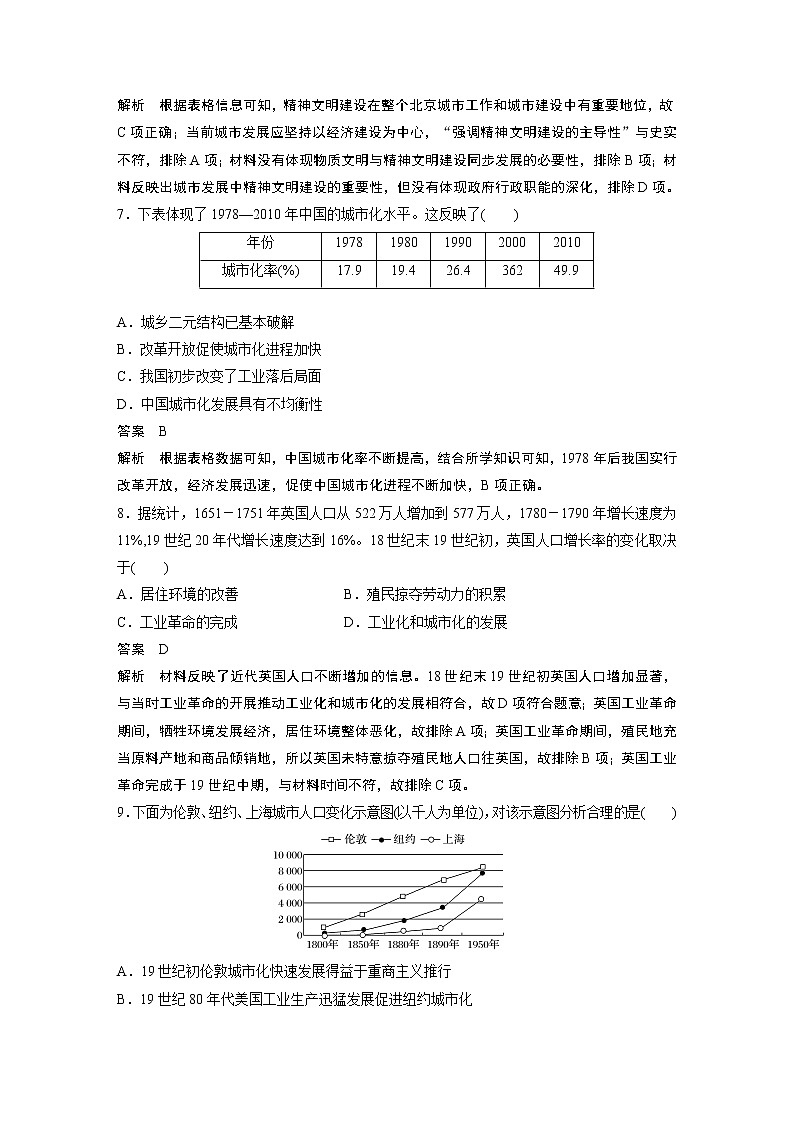 【最新】2022年高考历史二轮复习 第2部分 热考主题练 训练6　城市的发展及中外城市化进程学案第3页