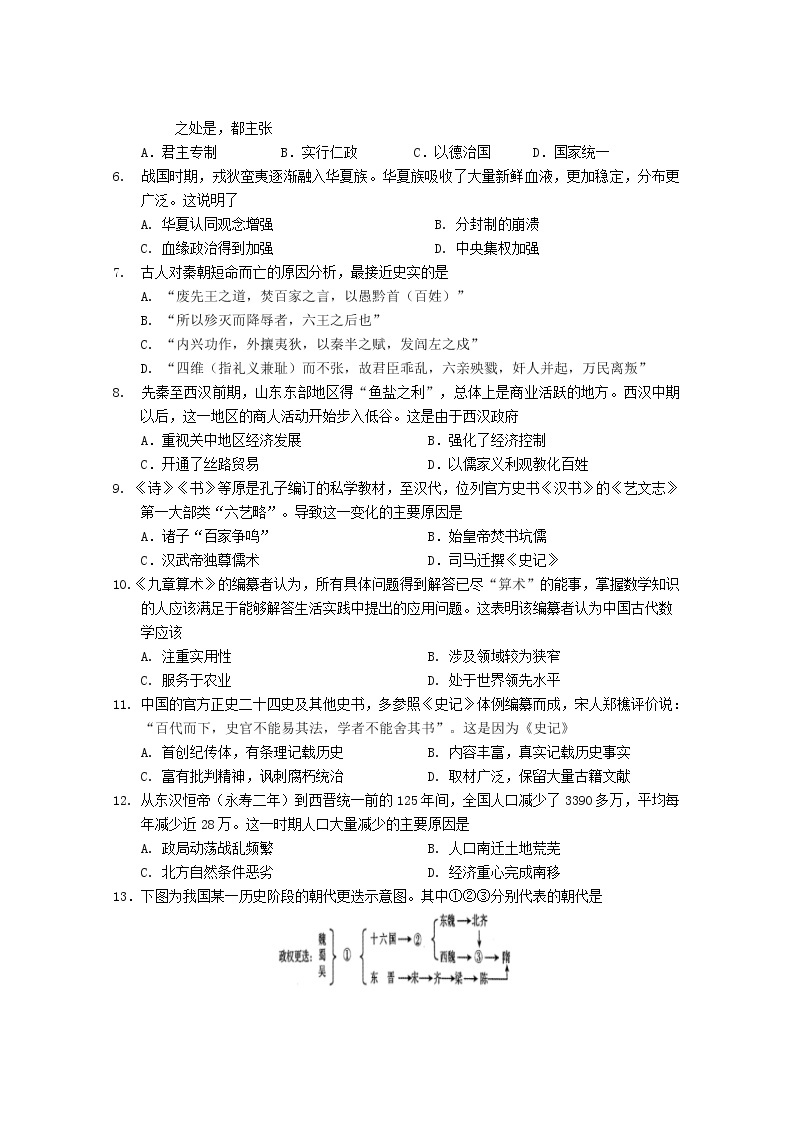 广东省佛山市第一中学2021-2022学年高一上学期期中考试历史含答案02