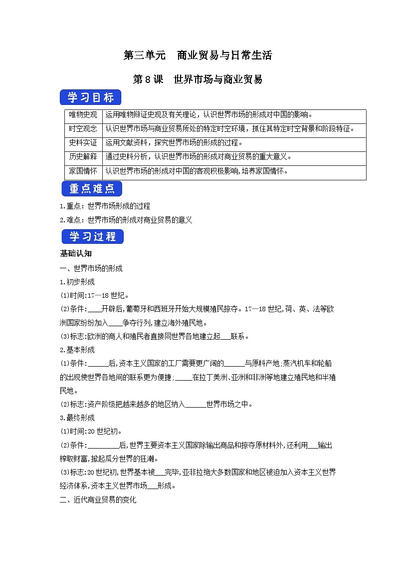 第8课 世界市场与商业贸易 课件+教案+导学案+视频01