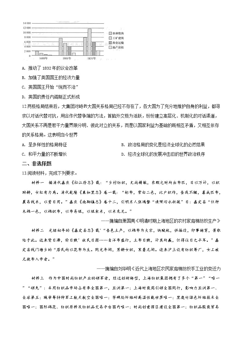 2020届广西北海市2020届高三第一次模拟考试文综历史试题03