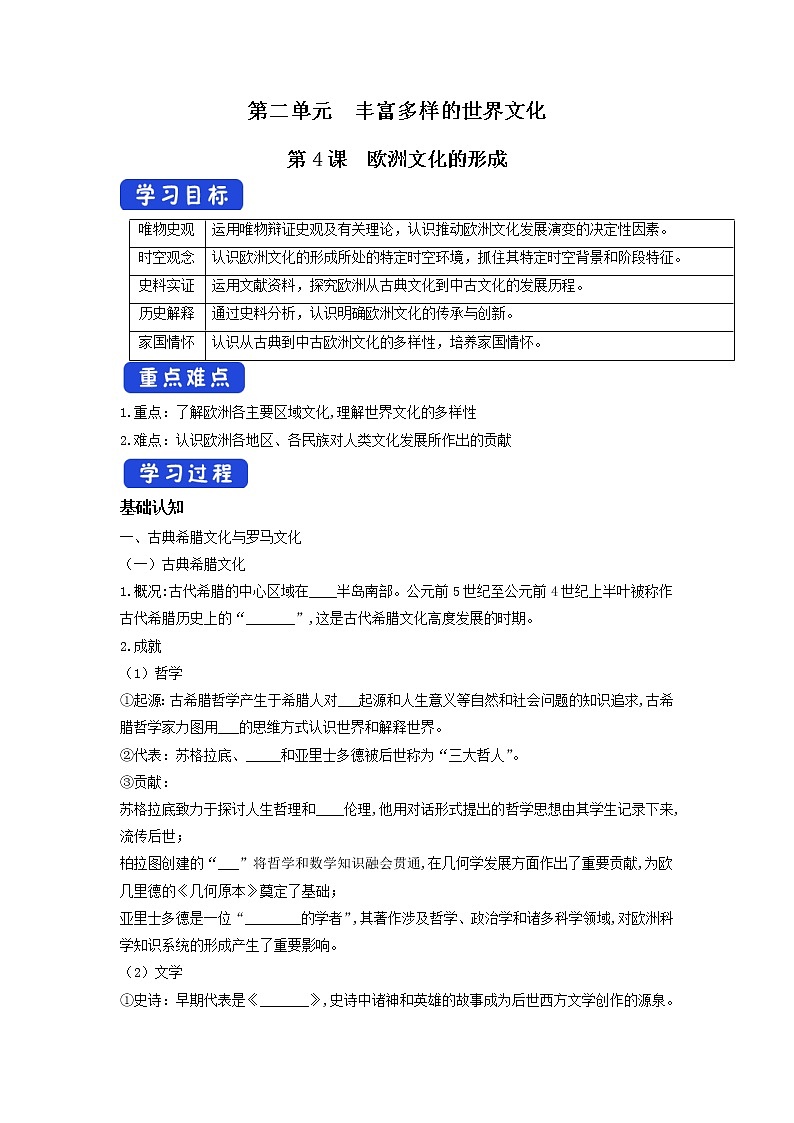 第4课 欧洲文化的形成 课件+教案+导学案01